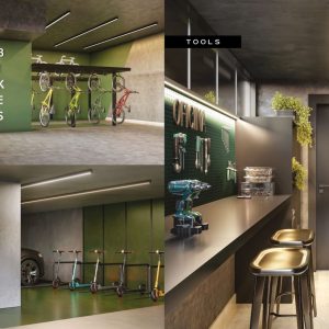8 Patinetes Bicicletário e Ferramentas